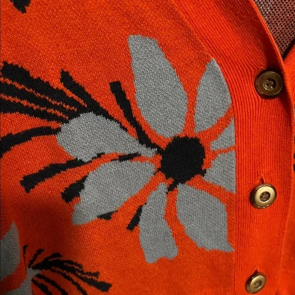 CAbi Orange Floral Cardigan Sweater - Picture 3 of 3